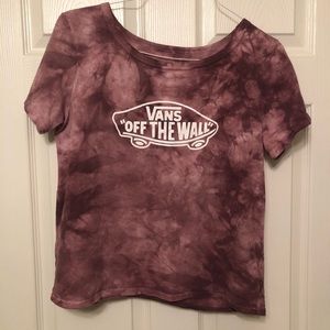 A Large tie-due magenta “Vans Off the Wall” shirt